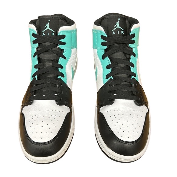 Nike Air Jordan 1 Mid White Tropical Twist Aqua Black #554724-132 Men's Size 13 - Picture 5 of 12